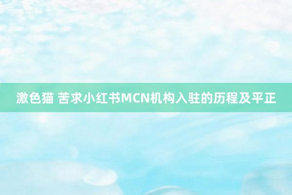 激色猫 苦求小红书MCN机构入驻的历程及平正