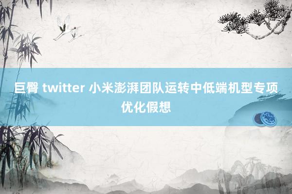 巨臀 twitter 小米澎湃团队运转中低端机型专项优化假想