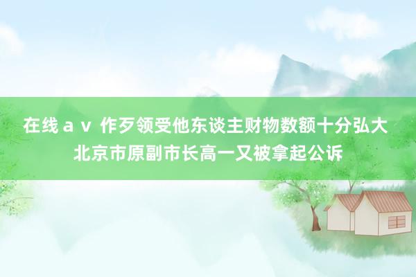 在线ａｖ 作歹领受他东谈主财物数额十分弘大 北京市原副市长高一又被拿起公诉