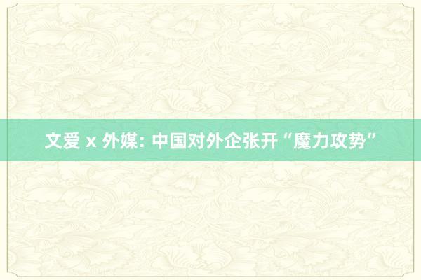 文爱 x 外媒: 中国对外企张开“魔力攻势”