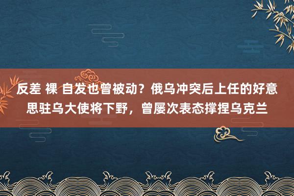 反差 裸 自发也曾被动？俄乌冲突后上任的好意思驻乌大使将下野，曾屡次表态撑捏乌克兰