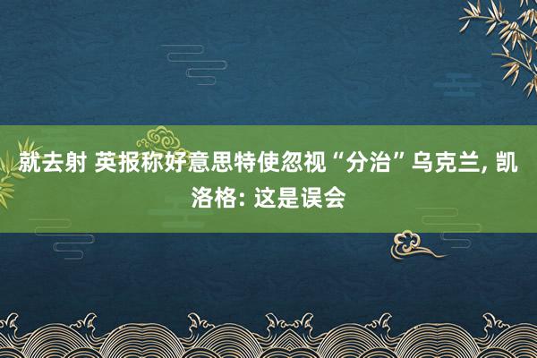 就去射 英报称好意思特使忽视“分治”乌克兰, 凯洛格: 这是误会