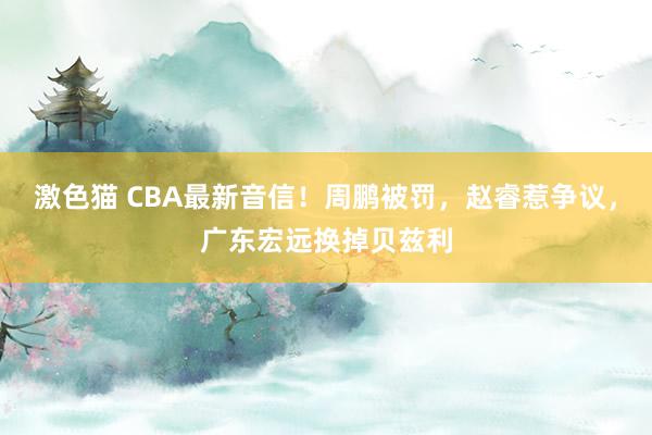 激色猫 CBA最新音信！周鹏被罚，赵睿惹争议，广东宏远换掉贝兹利