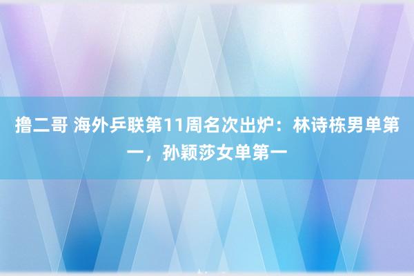 撸二哥 海外乒联第11周名次出炉：林诗栋男单第一，孙颖莎女单第一